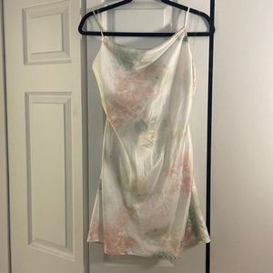 White tie dye slip dress